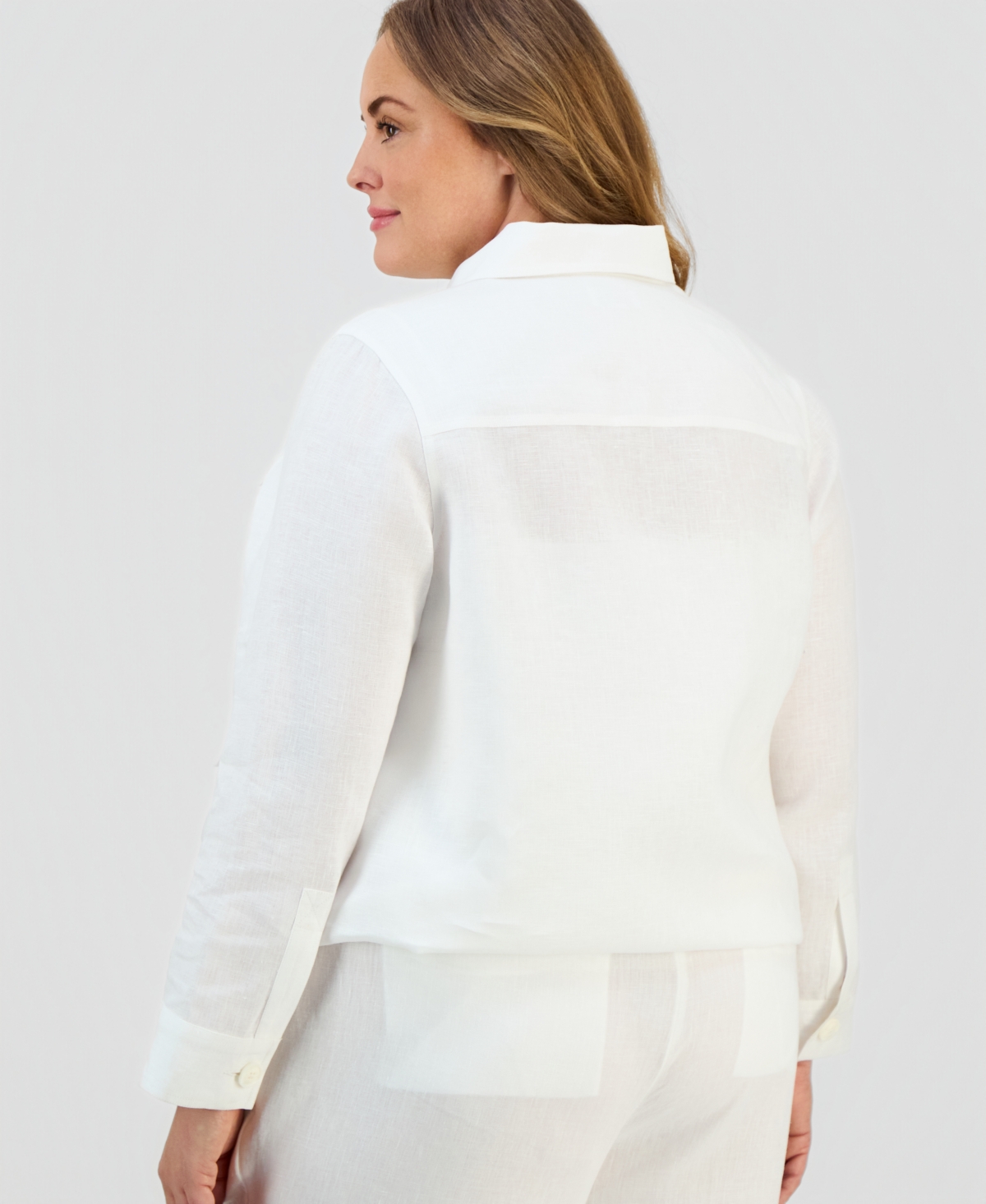 Charter Club Plus 100% Linen Utility Jacket, Macy's Exclusive