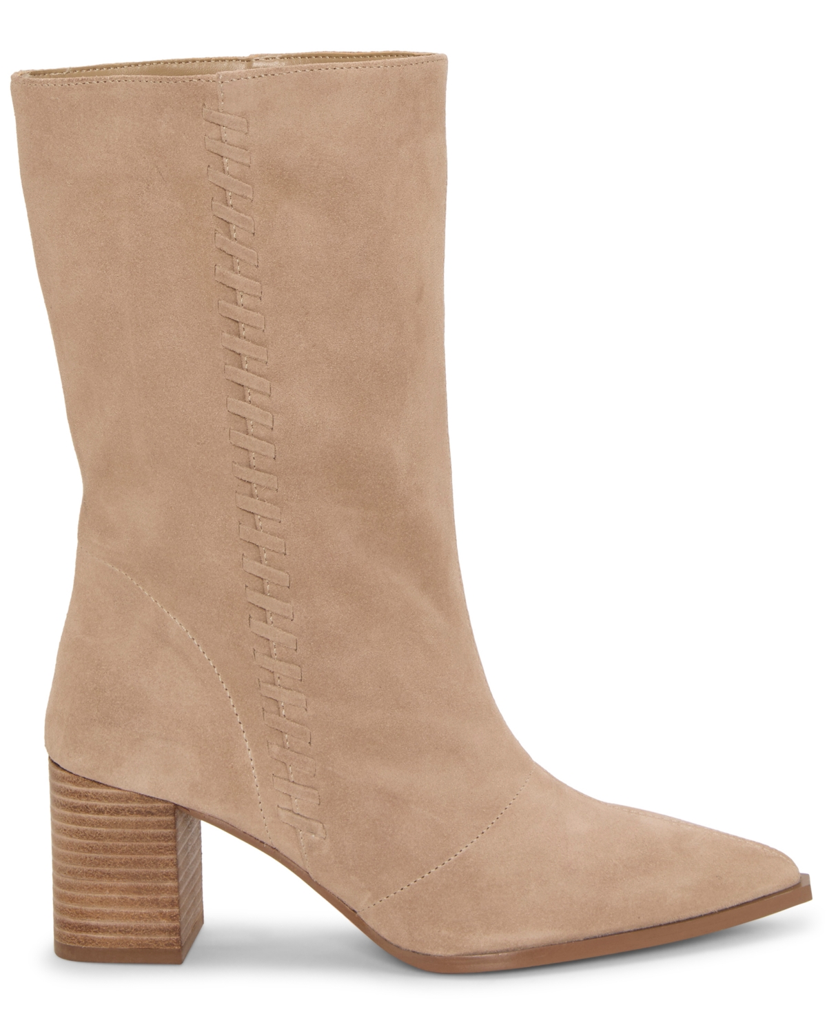Vince Camuto Lorrys Whipstitch Block Heel Boot In Brown