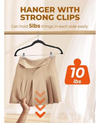 Velvet Skirt & Pant Hangers with Adjustable Clips Black 24 Pack