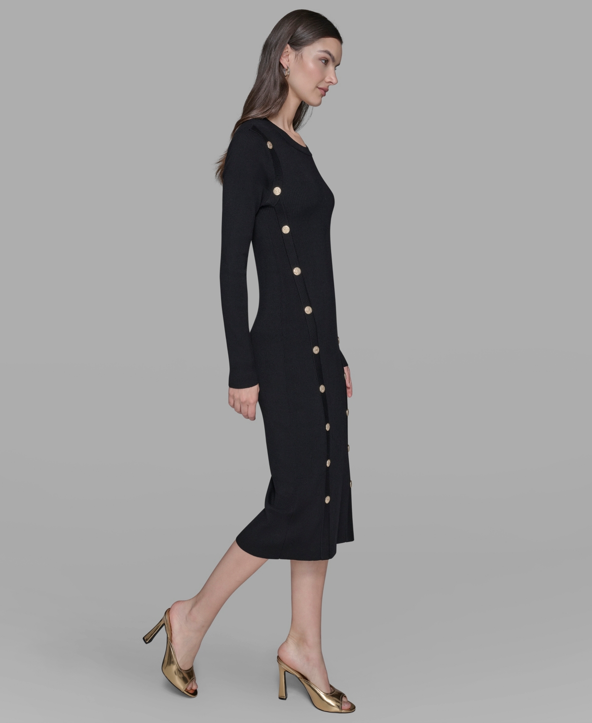 Karl Lagerfeld Women's Long Sleeves Bodycon Dress In Black
