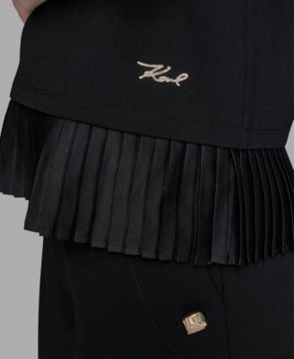 Women's Pleated Trim Hem Blouse