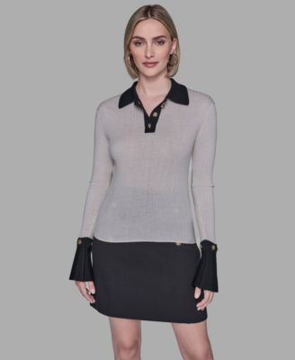 Women's Contrast Collared Sweater