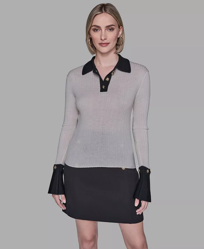 Women's Contrast Collared Sweater