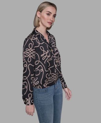 Women's Printed Crossover Blouse