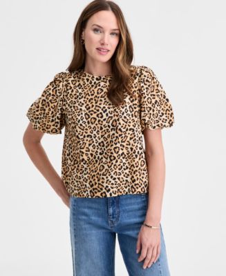 On 34th Woven Puff-Sleeve Top, Macy's Exclusive - Macy's