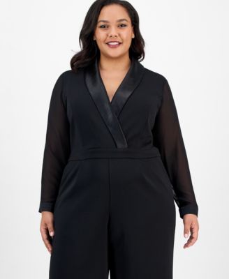 Plus Size Tuxedo Jumpsuit