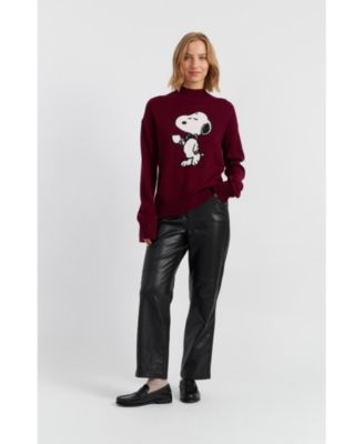 Women's Wool-Cashmere Tea Time Snoopy Sweater