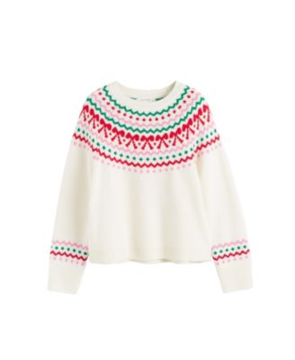 Women's Wool-Cashmere Bow Fairisle Sweater