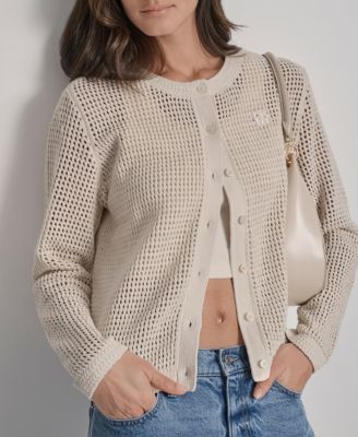 Women's Baby Chenille Open-Stitch Long-Sleeve Cardigan