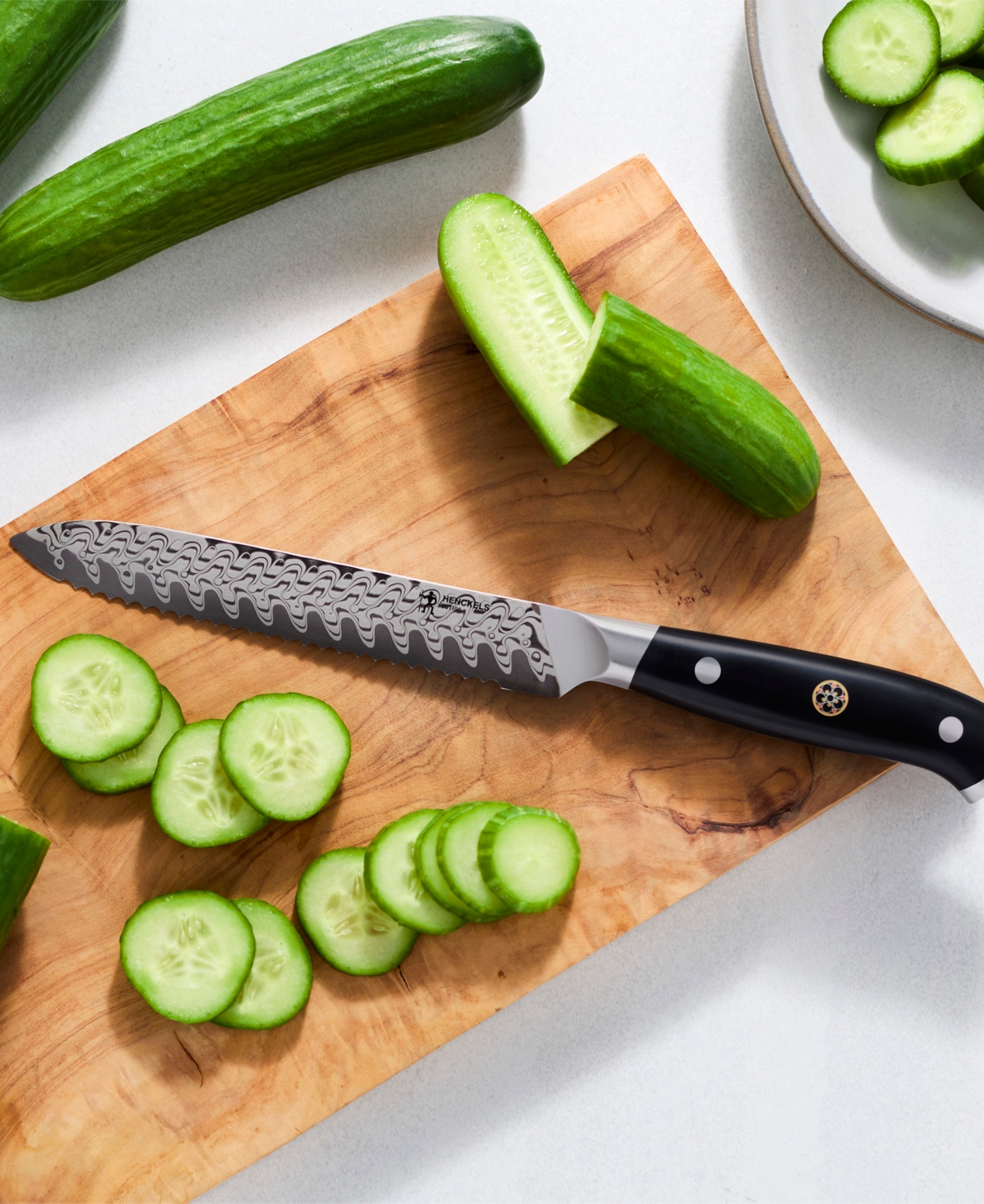 Henckels Compass Damascus 5" Serrated Utility Knife In Gray