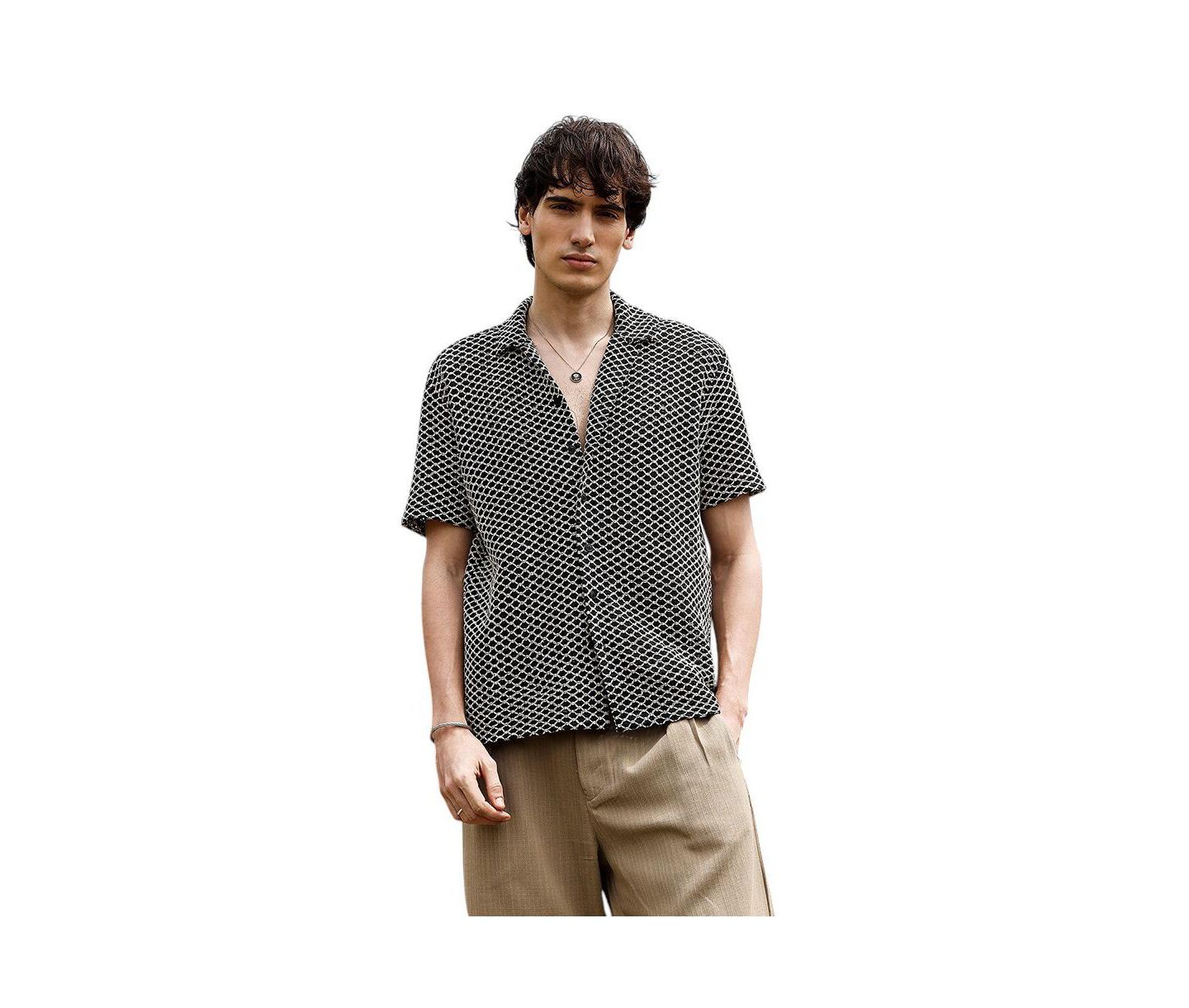 Мужская рубашка Cahoot Campus Sutra Contrast Rhombus Oversized, цвет: Чёрный — фото 1