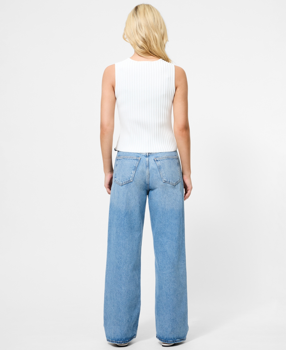 French Connection Ottoman Crinkle Sleeveless Top In White