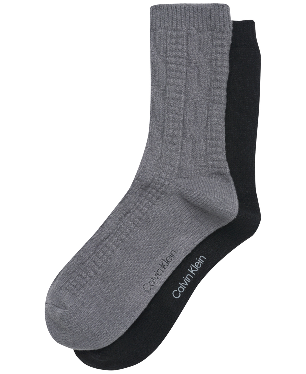 Calvin Klein Women's 2-pack Plush Cable Knit Crew Socks Set In Multi