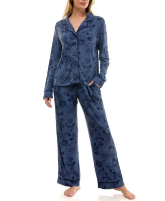 Women's 2-Piece Long Sleeve Top and Printed Pajama Set