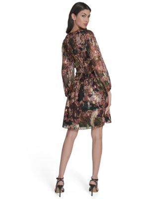 Women's Petite Lurex Long Sleeve Dress