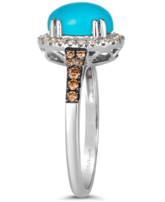 Robins Egg Blue Turquoise (2 ct. t.w.) and Diamond (1/3 ct. t.w.) Halo Ring in 14k Rose Gold