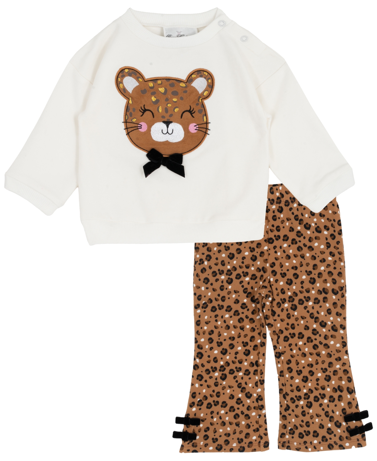 Rare Editions Baby Girl Cheetah Applique Sweatershirt With Flared Leggings, 2 Pc In Multi
