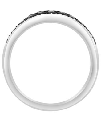 Men's Black Spinel (1-1/5 ct. t.w.) and Diamond Accent Ring in Sterling Silver