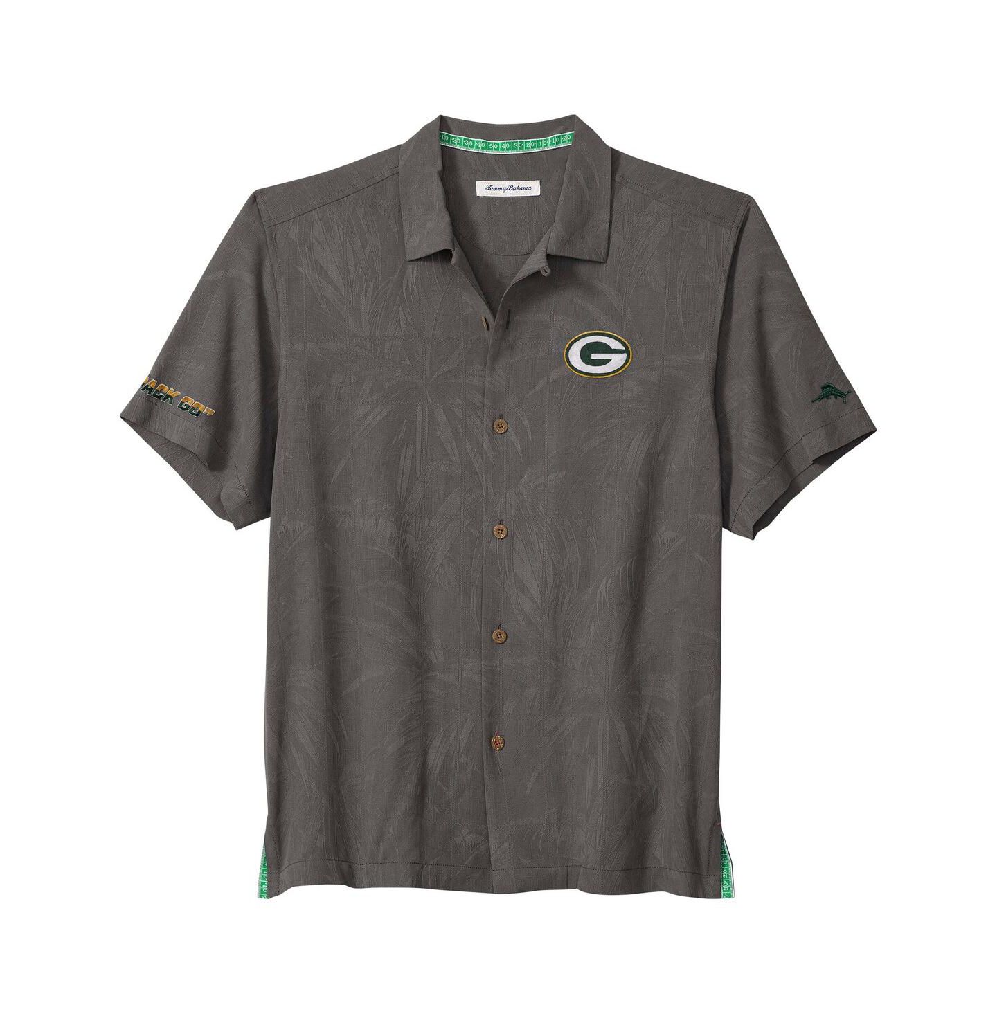 Мужская рубашка Tommy Bahama Gray Green Bay Packers Endzone Paradise Coolmax Button-Up — фото 2