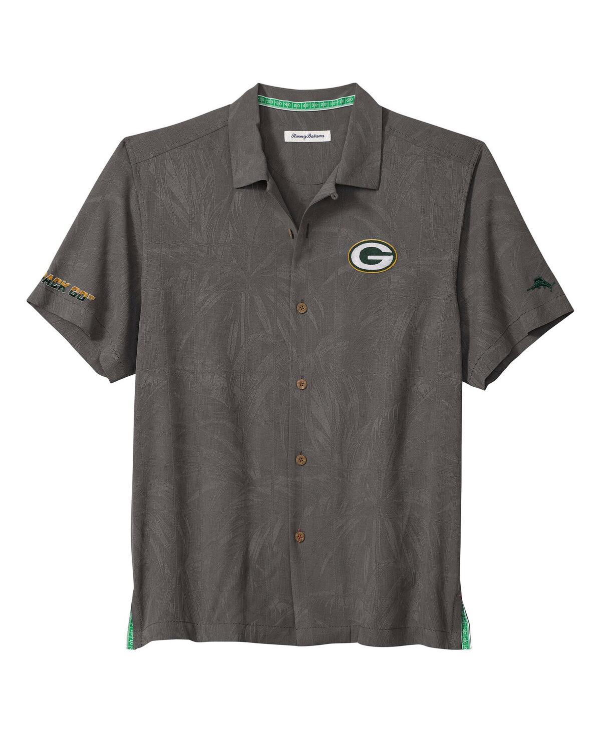 Tommy Bahama Men's Gray Green Bay Packers Endzone Paradise Coolmax Button-up Shirt In Gray
