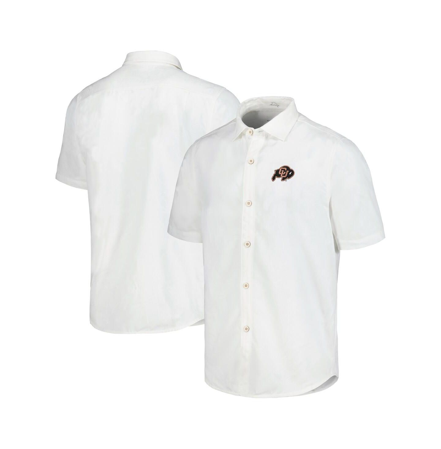 Мужская рубашка Tommy Bahama White Colorado Buffaloes Coconut Point Palm Vista IslandZone Camp Button-Up — фото 1
