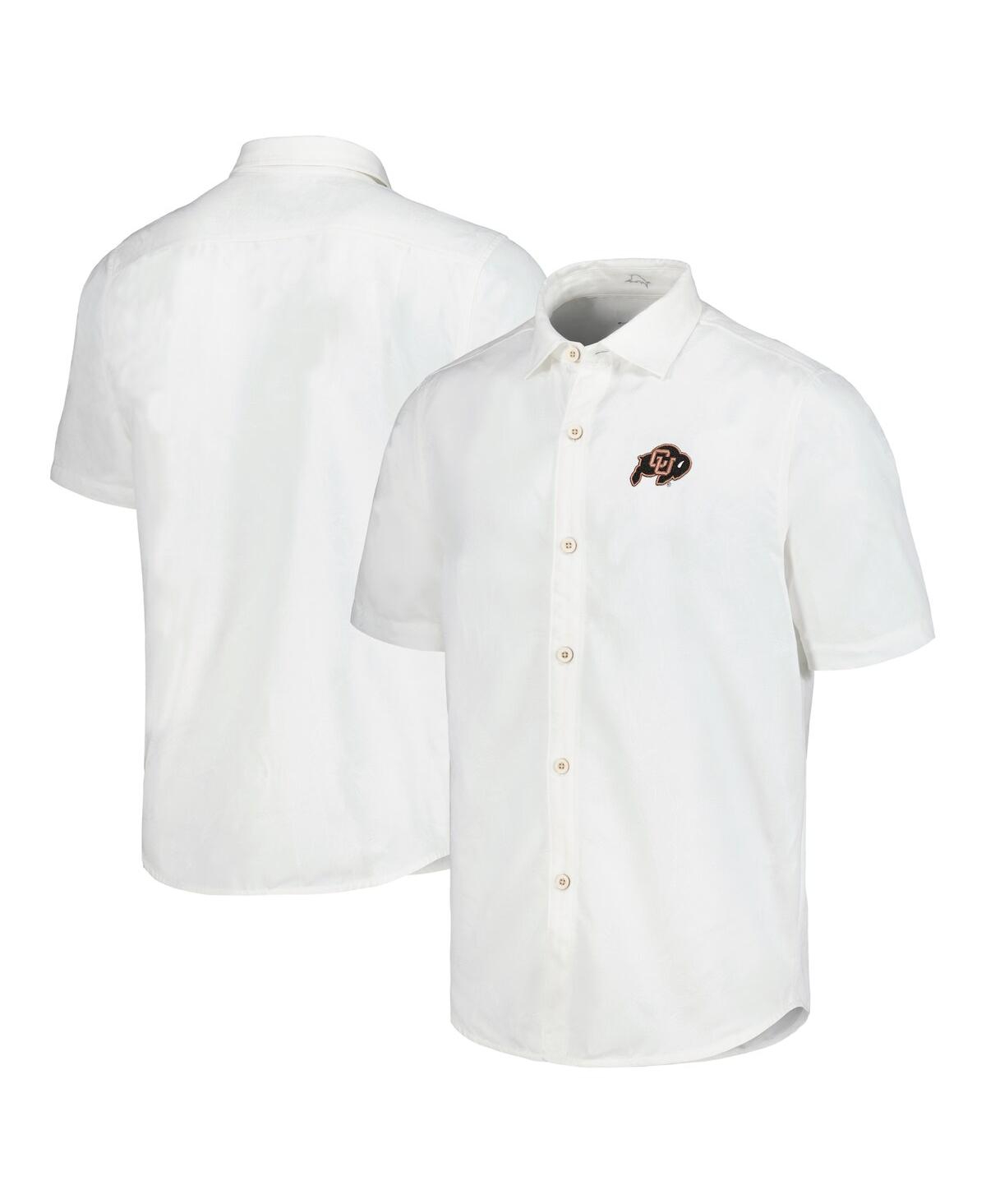 Tommy Bahama Men's White Colorado Buffaloes Coconut Point Palm Vista Islandzone Camp Button-up Shirt In White