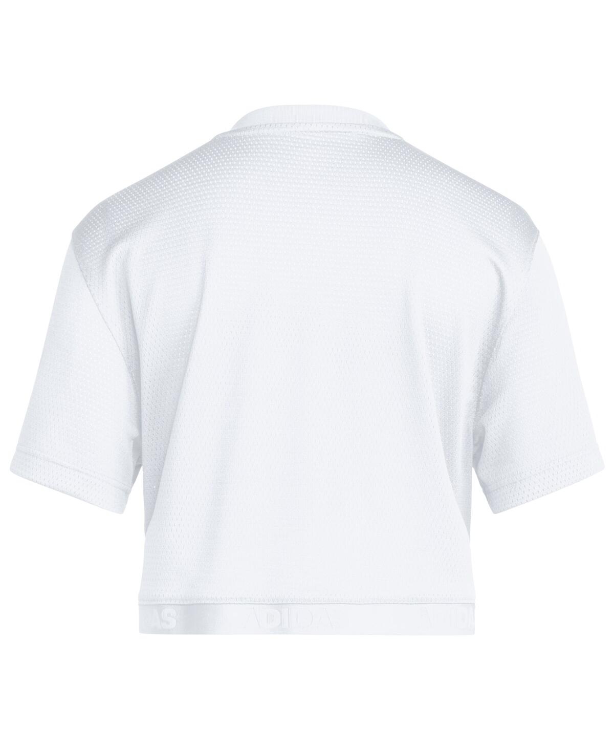 Adidas Women's White Kansas Jayhawks Out Cropped T-Shirt
