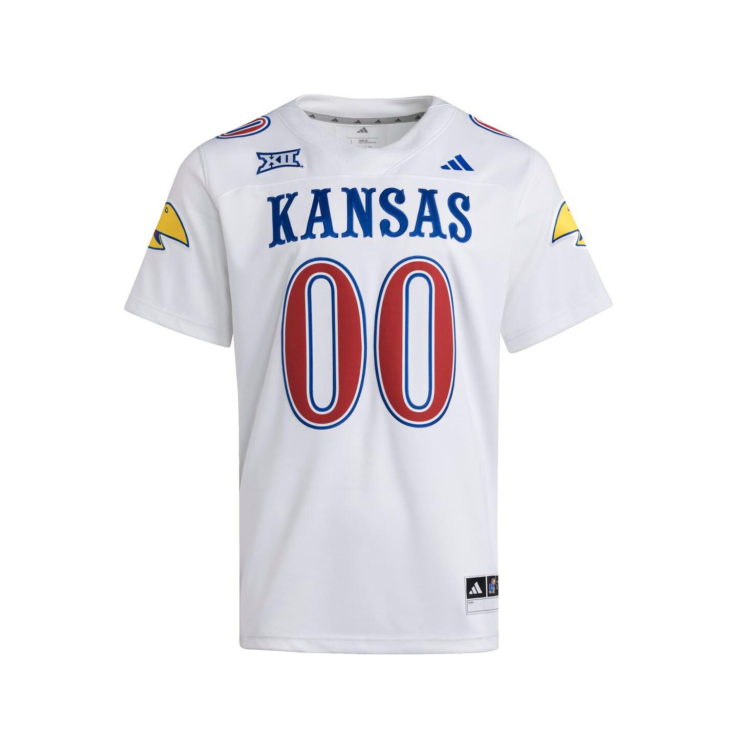 Мужское джерси adidas Men's 00 White Kansas Jayhawks Premier Strategy Jersey — фото 2