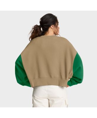 Women's Tan Philadelphia Eagles Oversized Rewind Pullover Sweatshirt