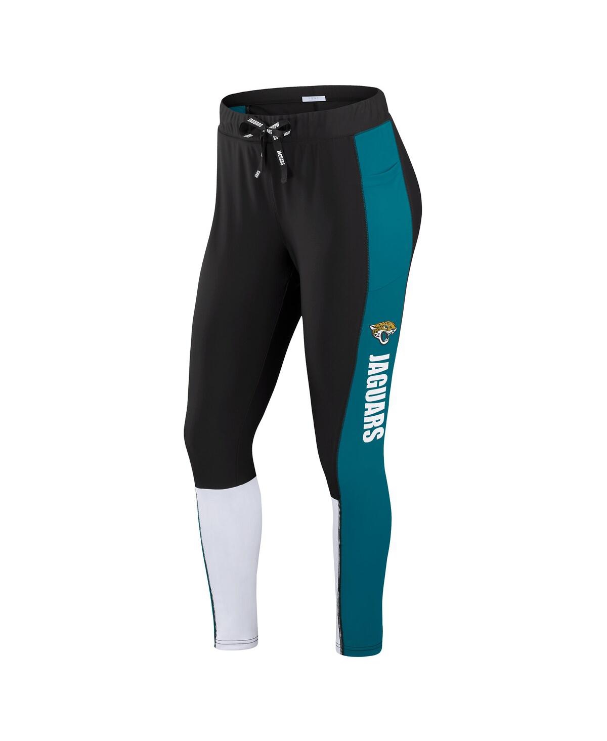 Wear By Erin Andrews Women's Black/teal Jacksonville Jaguars Color-block Leggings In Black