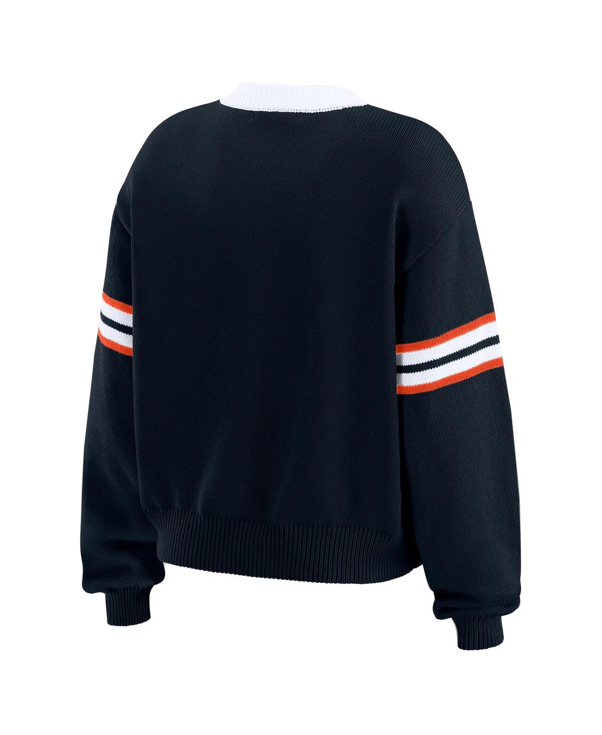 Wear By Erin Andrews Women's Navy Chicago Bears Lace-up Pullover Sweatshirt In Black