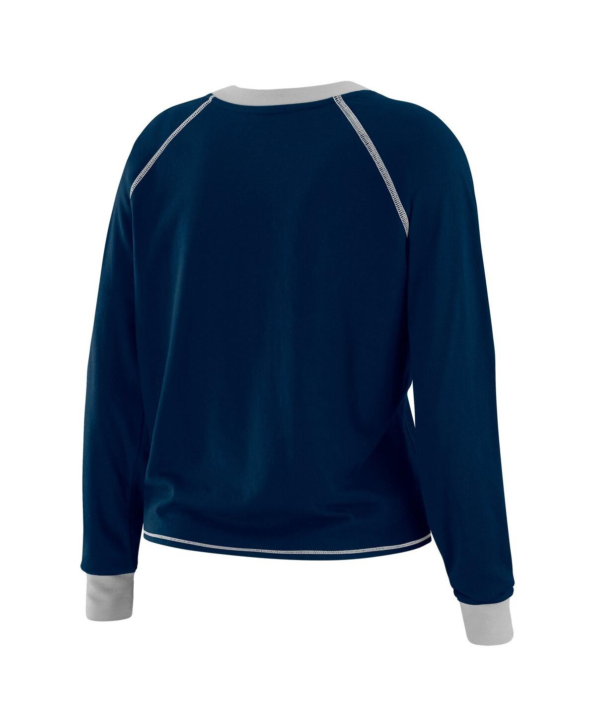 Wear by Erin Andrews Women's Navy/Silver Dallas Cowboys Plus Tie-Front Long Sleeve Top