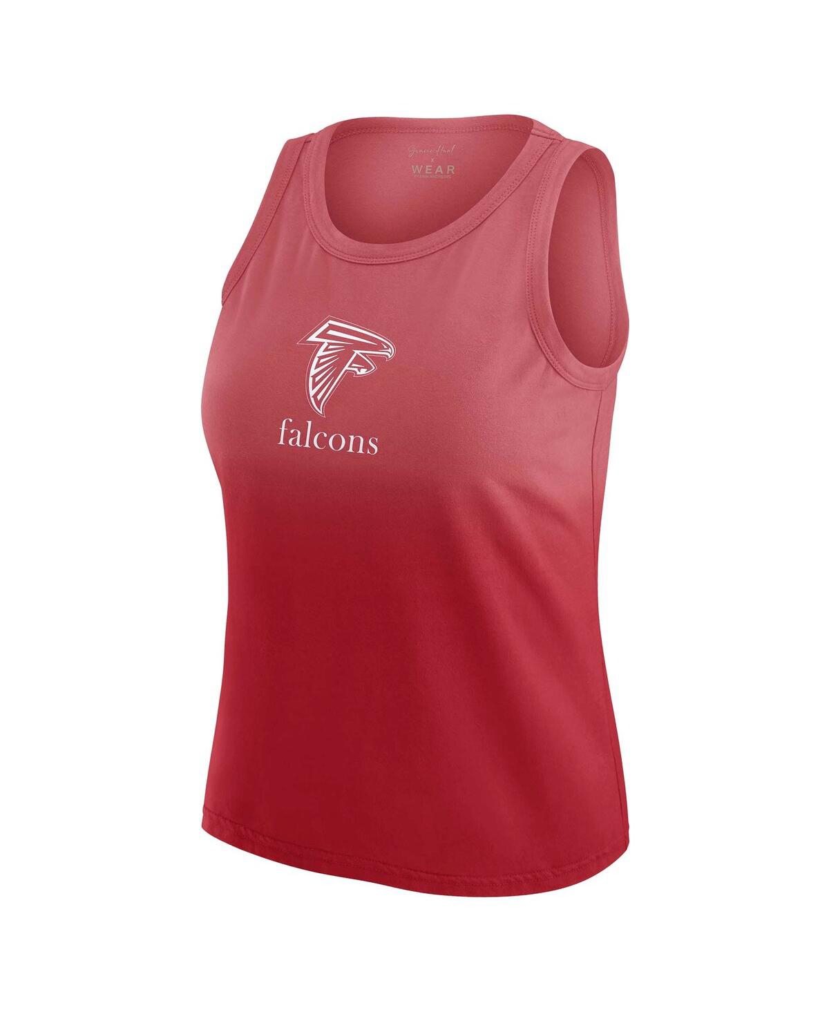 Wear By Erin Andrews Women's X Gracie Hunt Scarlet Atlanta Falcons Ombre Tank Top In Pink