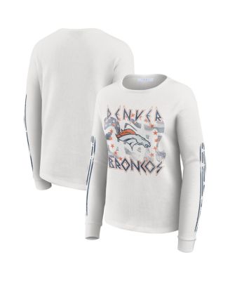 WEAR by Erin Andrews - Women's White Denver Broncos Graphic Waffle Long-Sleeve T-Shirt