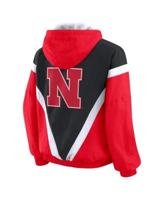 Women's Scarlet/Black Nebraska Huskers Color Block Full-Zip Windbreaker Jacket
