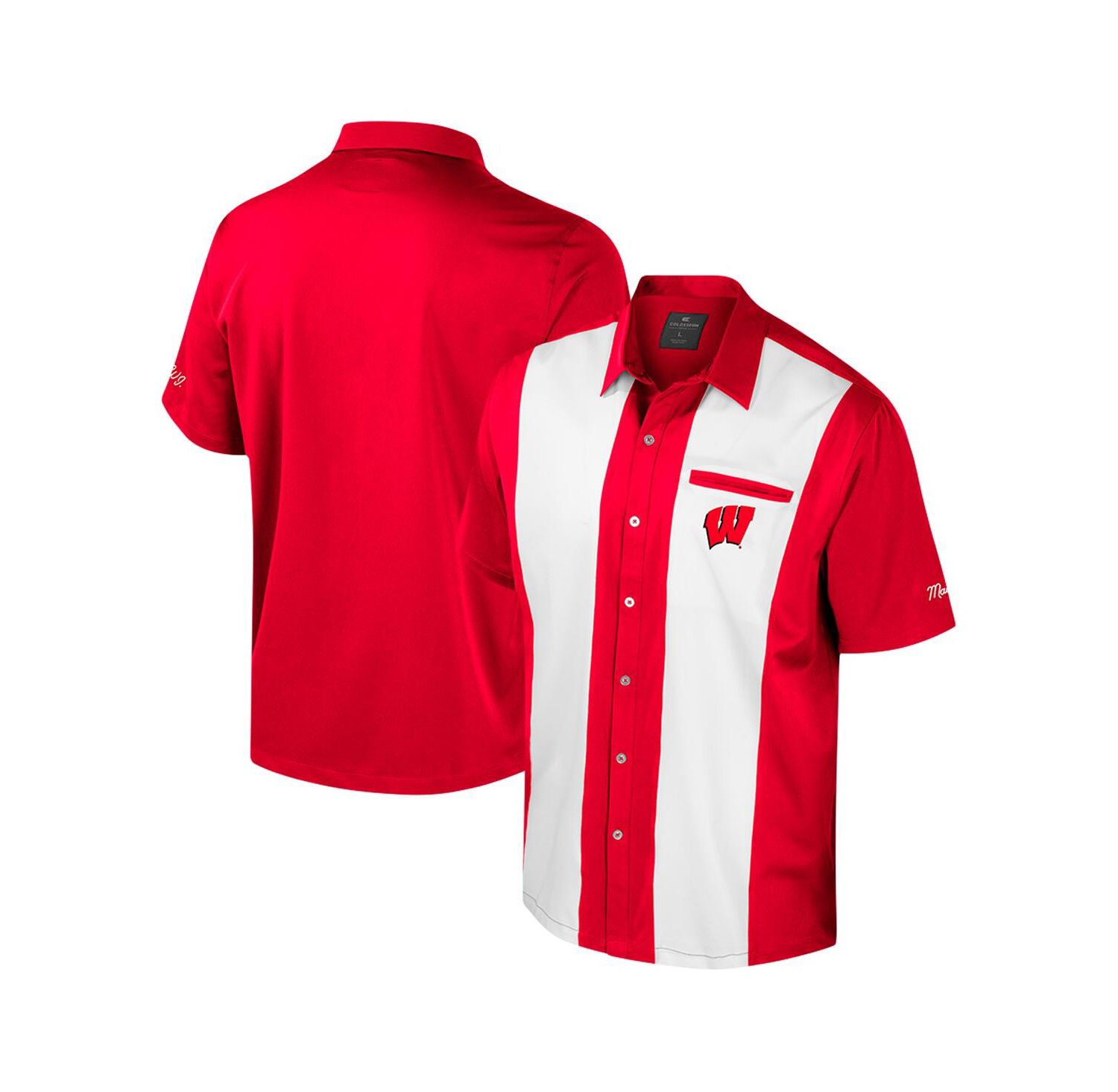 Men's Red Wisconsin Badgers Strike Bowling Button-Up Shirt