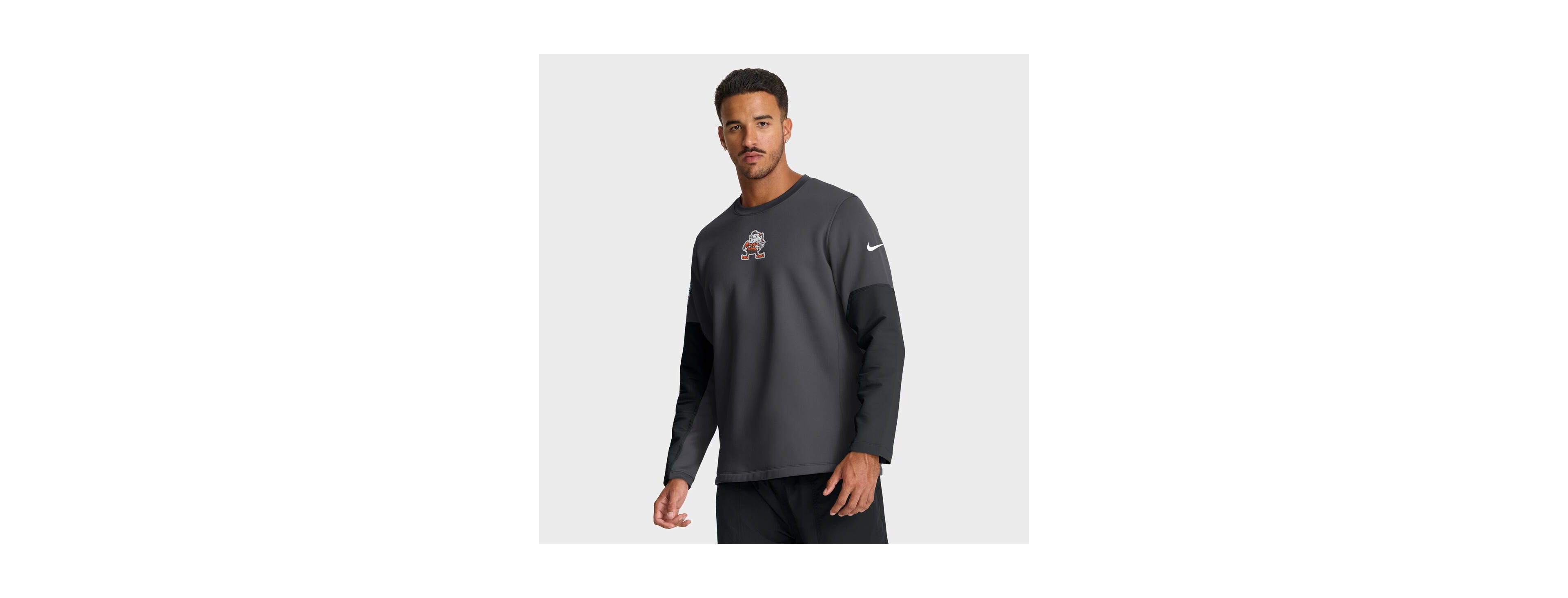 Nike Men's Anthracite Cleveland Browns Sideline Scripted to Win Performance Long Sleeve T-Shirt