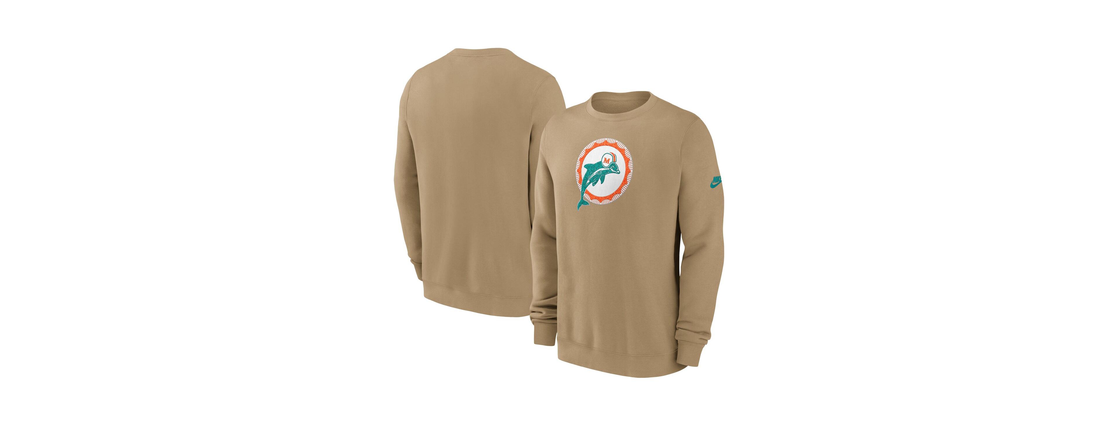 Nike Men's Tan Miami Dolphins Swing Pass Rewind Club Pullover Sweatshirt