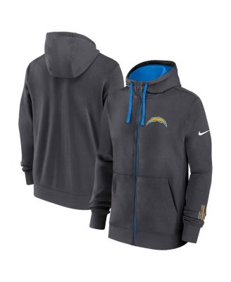 Nike - Men's Anthracite Los Angeles Chargers Primetime Club Full-Zip Hoodie