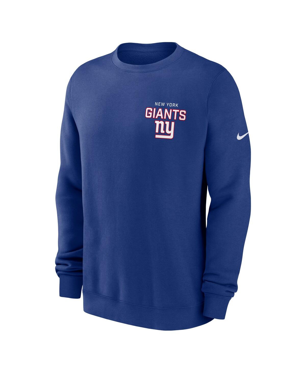 Nike Men's Royal New York Giants Primetime Club Fleece Pullover Sweatshirt In Blue