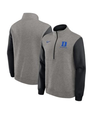Nike - Men's Heather Gray/Black Duke Blue Devils Club Fleece Half-Zip Pullover Sweatshirt
