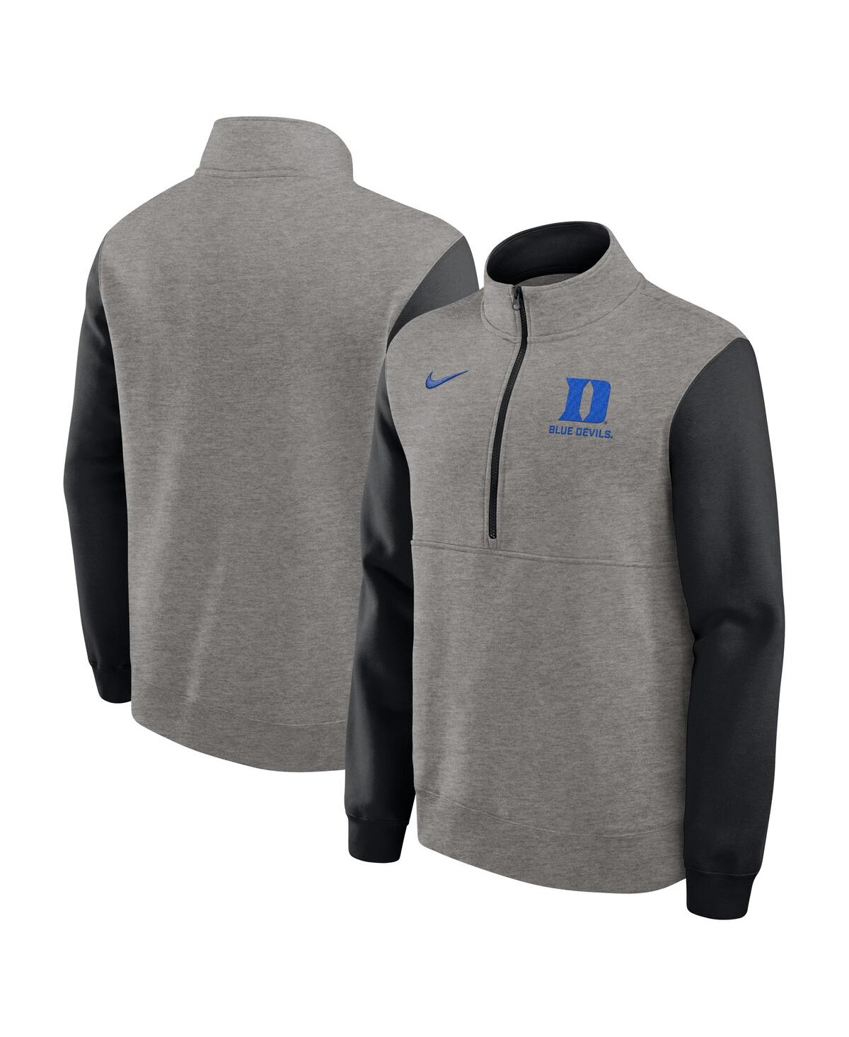 Nike Men's Heather Gray/Black Duke Blue Devils Club Fleece Half-Zip Pullover Sweatshirt