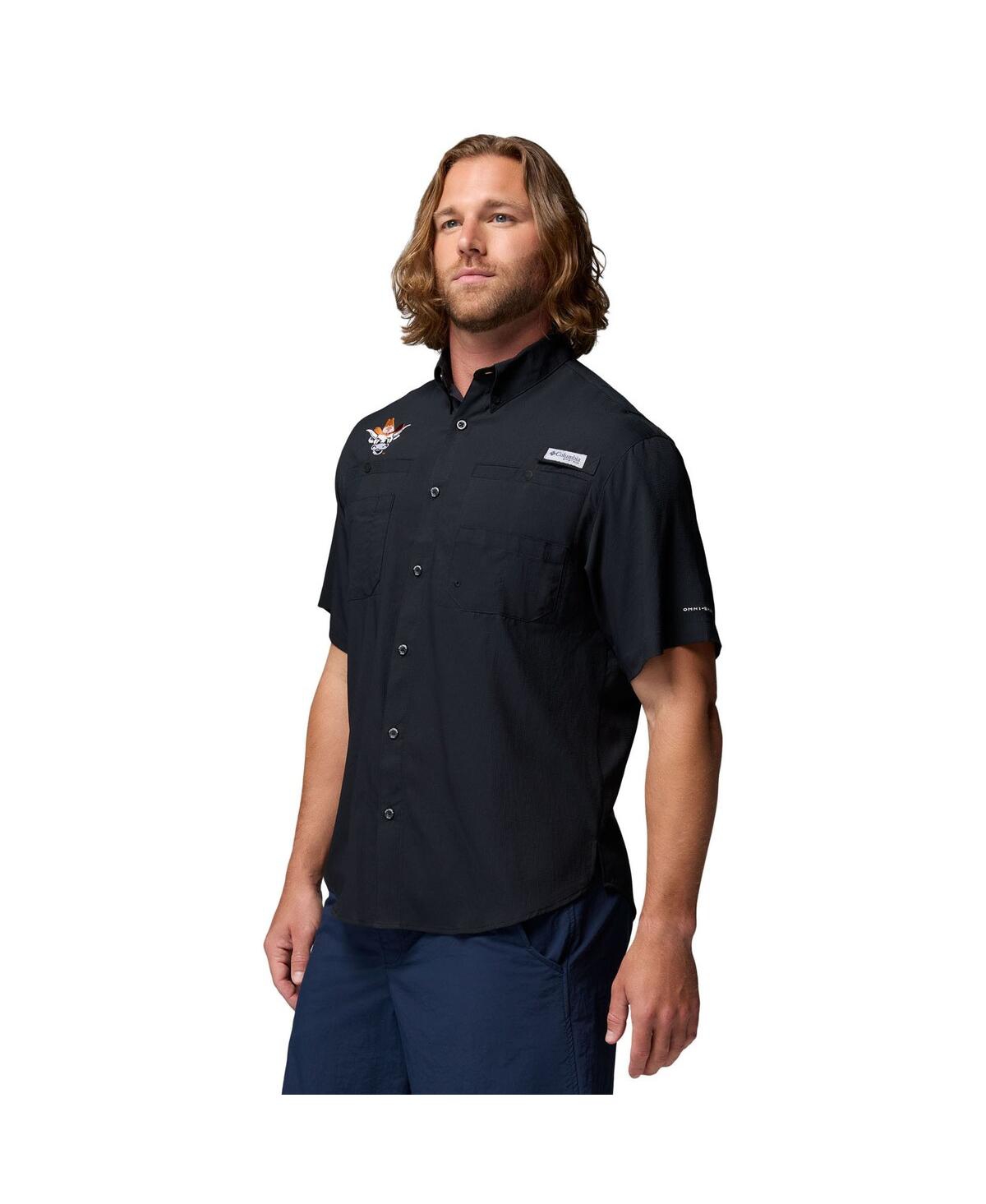 Columbia Men's Black Texas Longhorns Tamiami Omni-shade Button-down Shirt In Black
