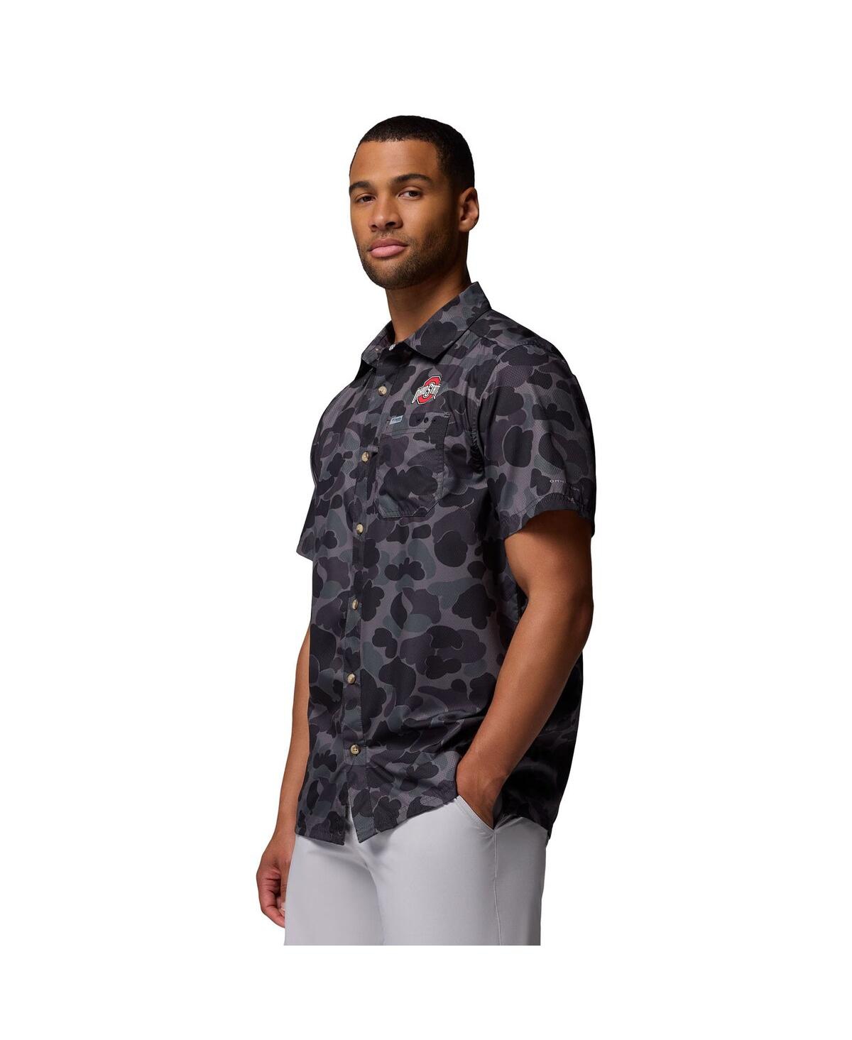 Columbia Men's Black Ohio State Buckeyes Super Slack Tide Omni-wick Button-up Shirt In Black