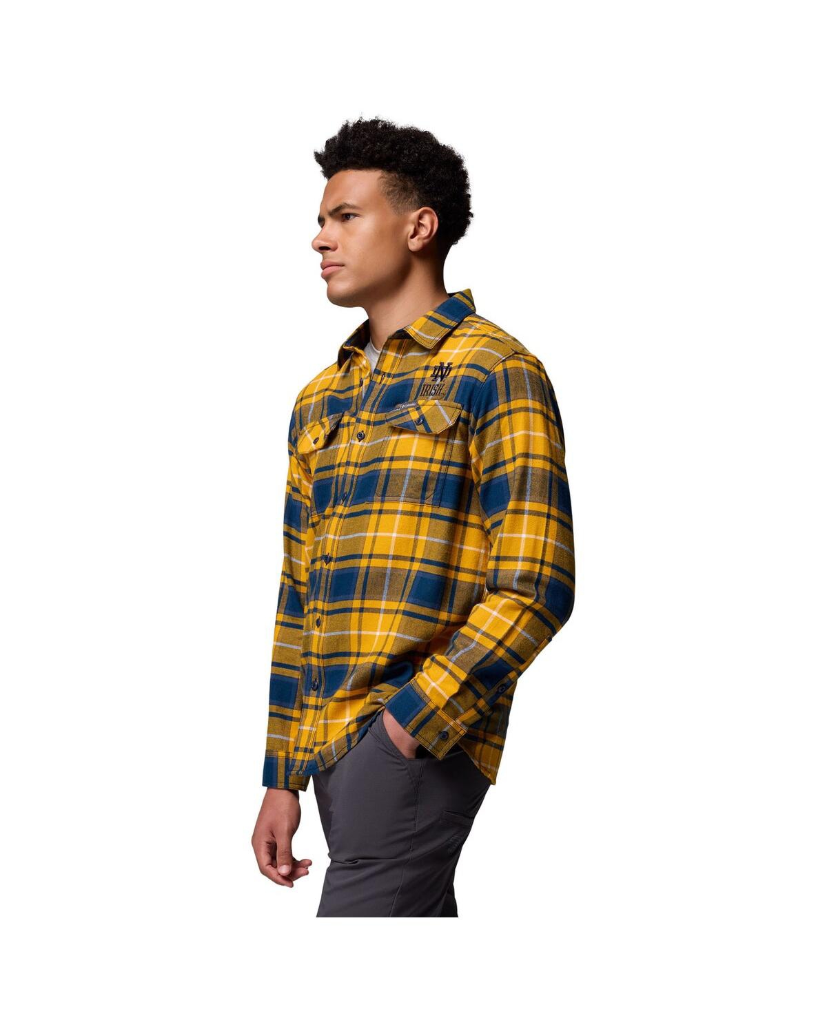 Columbia Men's Gold Notre Dame Fighting Irish Flare Gun Omni-Wick Flannel Long Sleeve Button-Up Shirt
