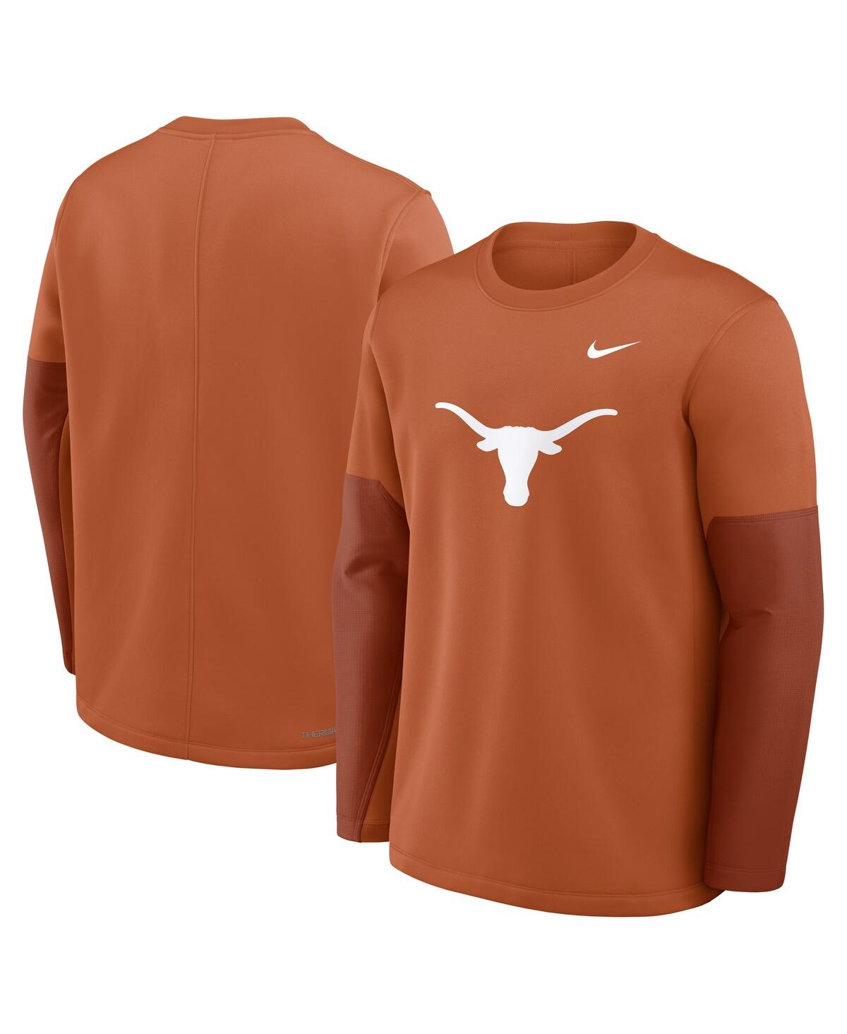 Nike Texas Sideline Coach  Men's Therma-fit College Long-sleeve T-shirt In Orange