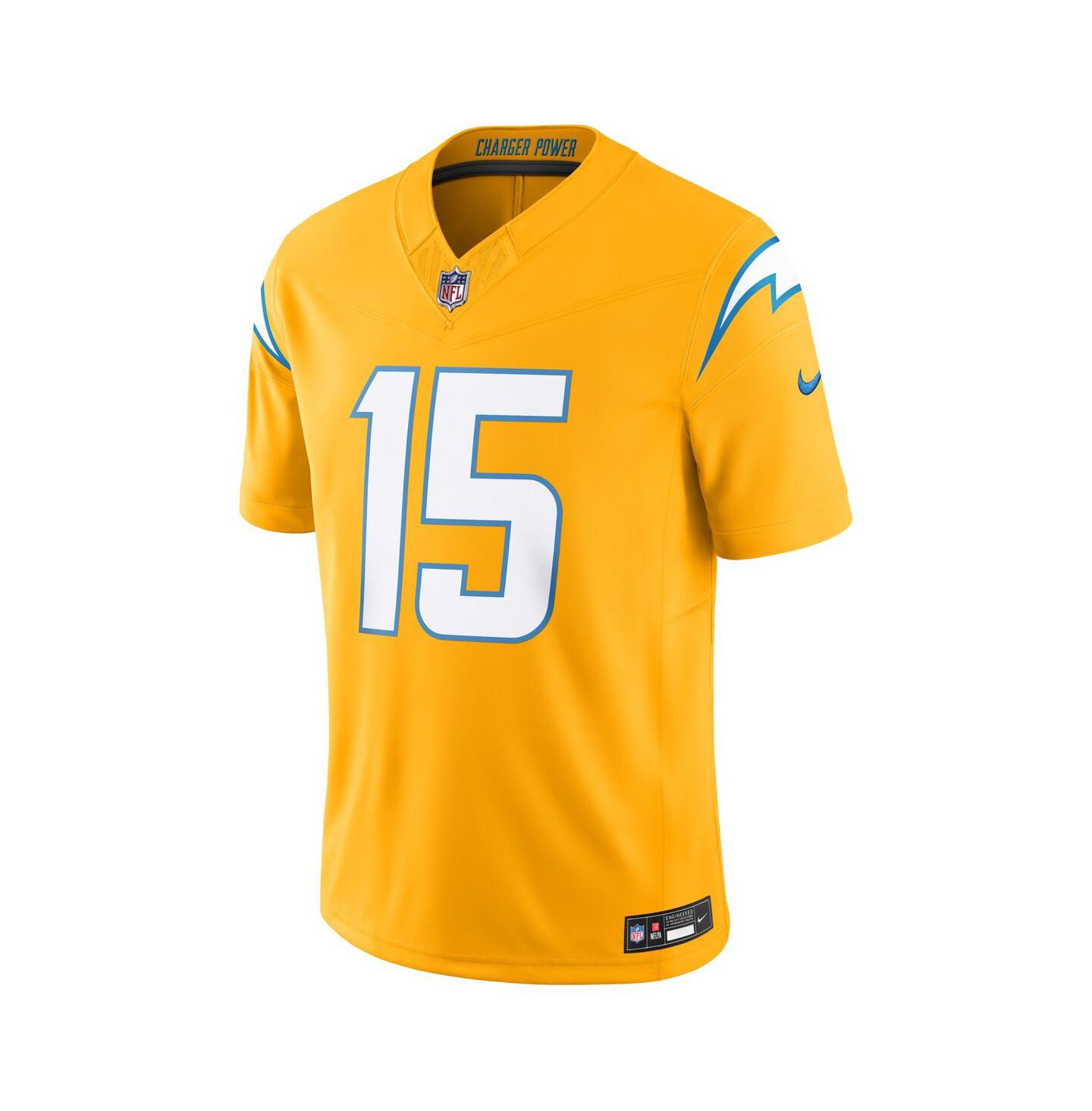 Мужской топ Nike Ladd McConkey Gold Los Angeles Chargers Alternate Charger Power Vapor F.U.S.E. Limited Jersey — фото 2