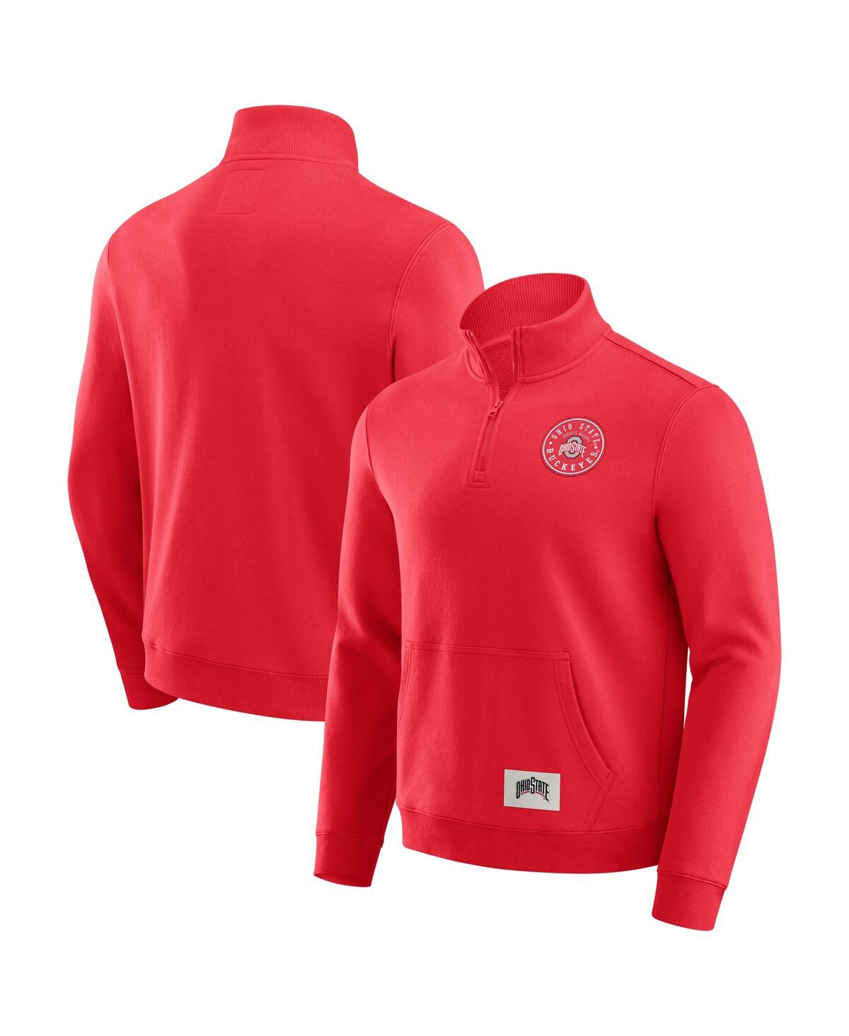 Darius Rucker Collection by Fanatics Men's Scarlet Ohio State Buckeyes Quarter-Zip Pullover Sweatshirt
