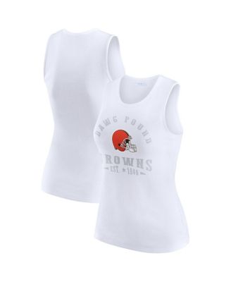WEAR by Erin Andrews - Women's White Cleveland Browns Ribbed Graphic Tank Top