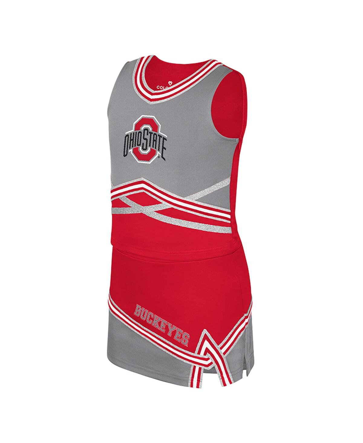 Colosseum Big Girls 2-piece Scarlet Ohio State Buckeyes Lollipop Park Cheer Set In Multi